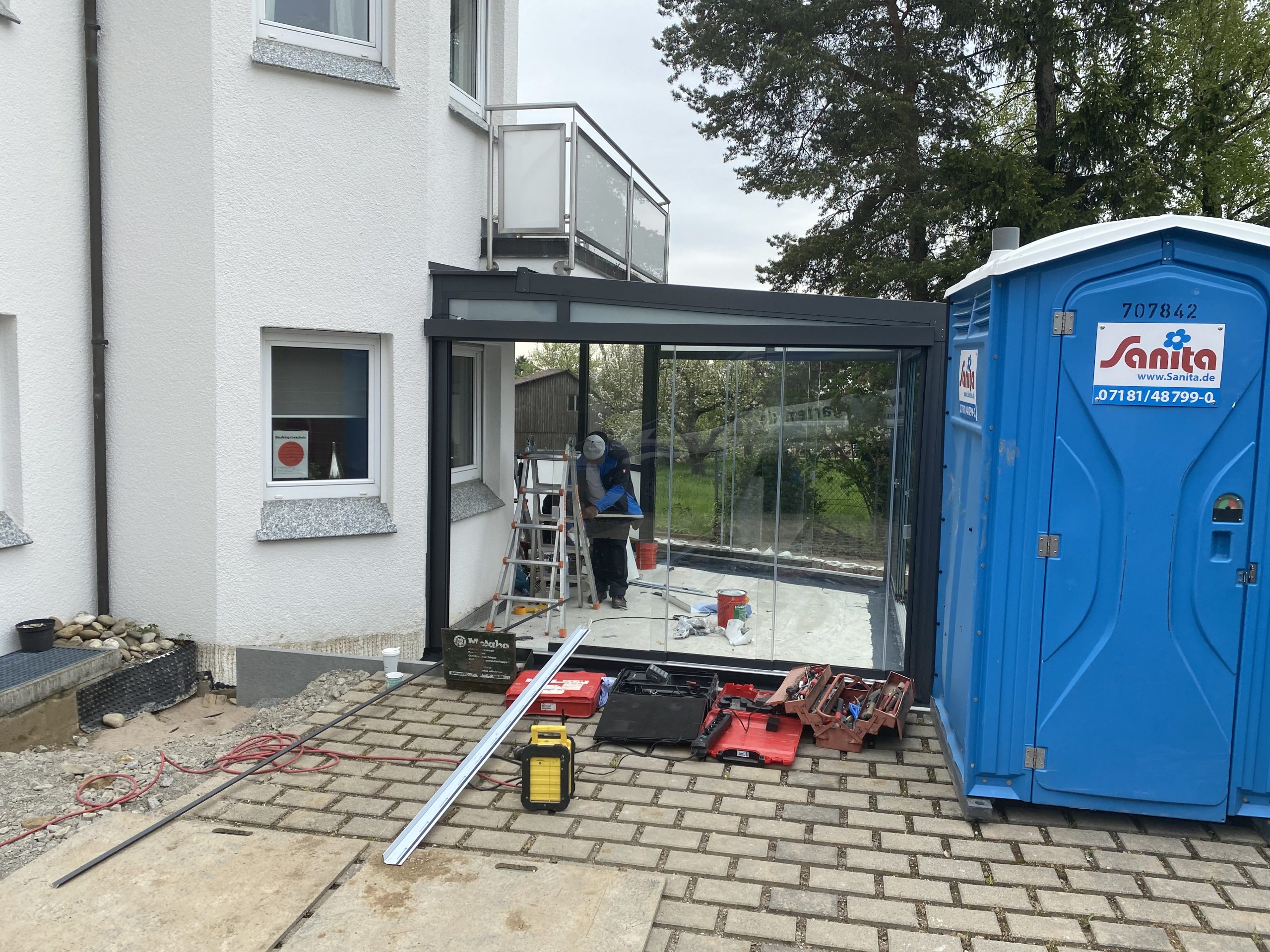 Montage der Glaskonstruktion