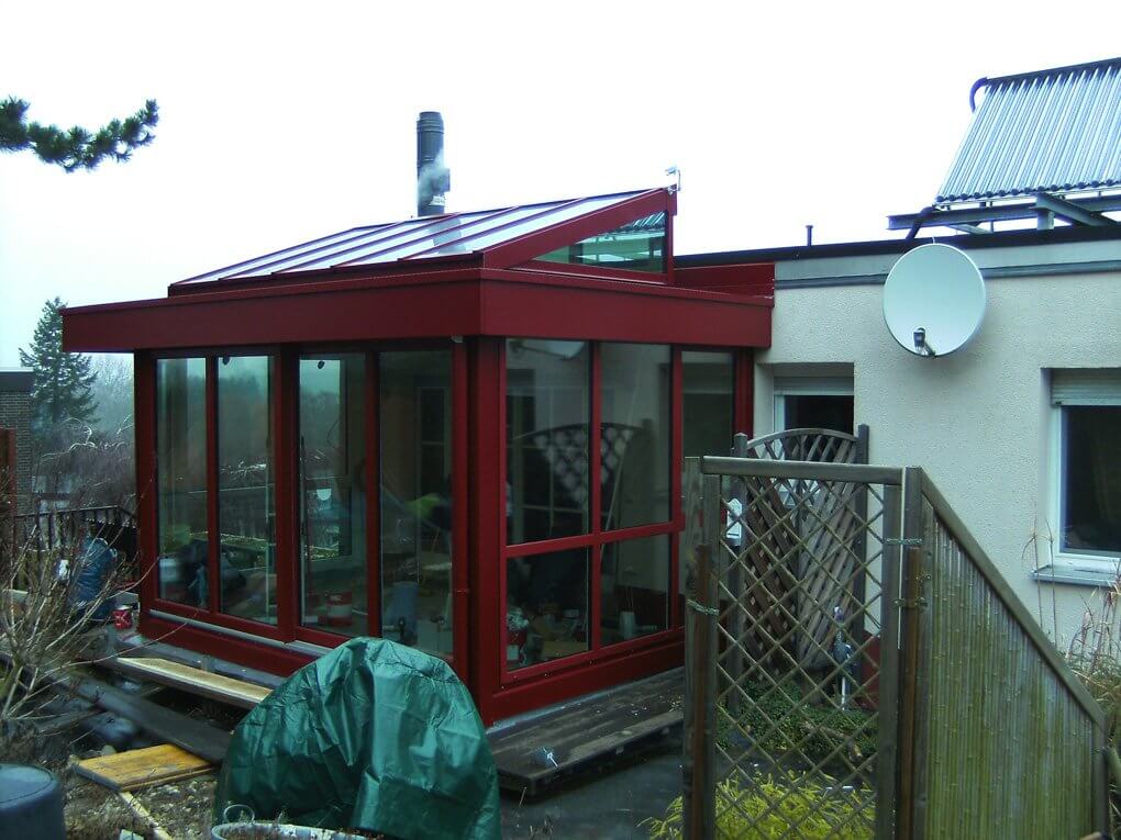 Beim einglasen der Dachkonstruktion