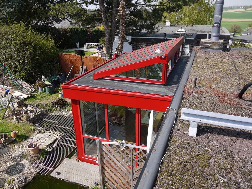 Innenansicht vom Flachdachwintergarten