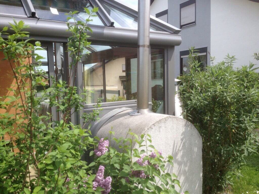 Detail Pizzaofen im Wintergarten