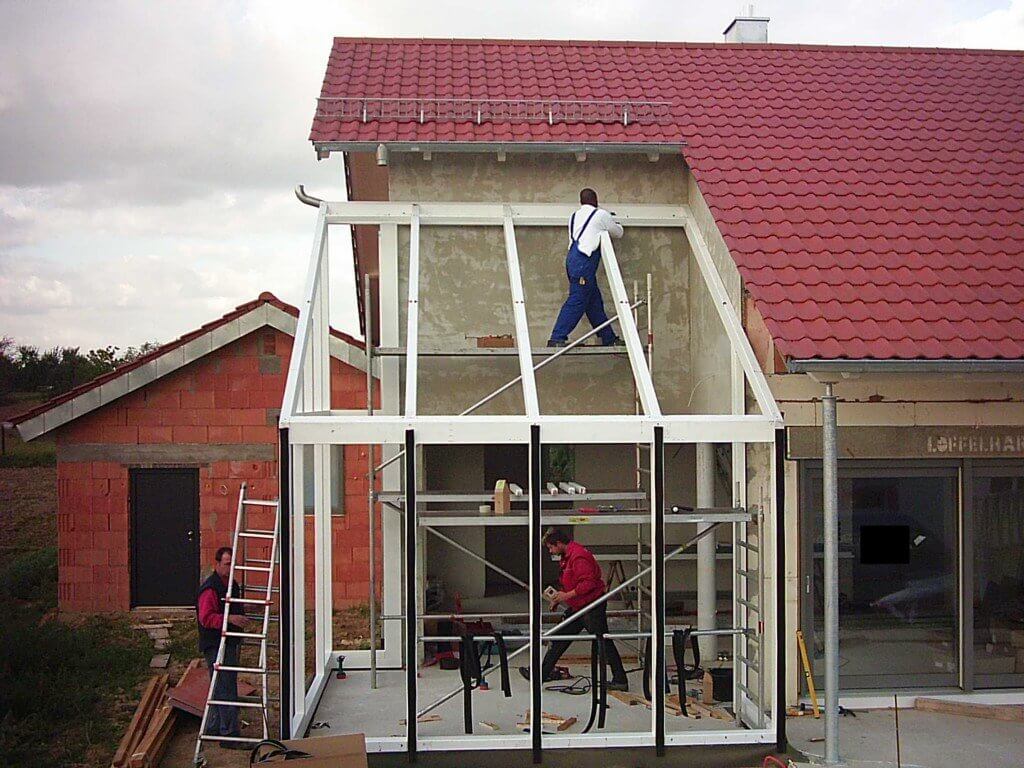 Montage der Dachkonstruktion