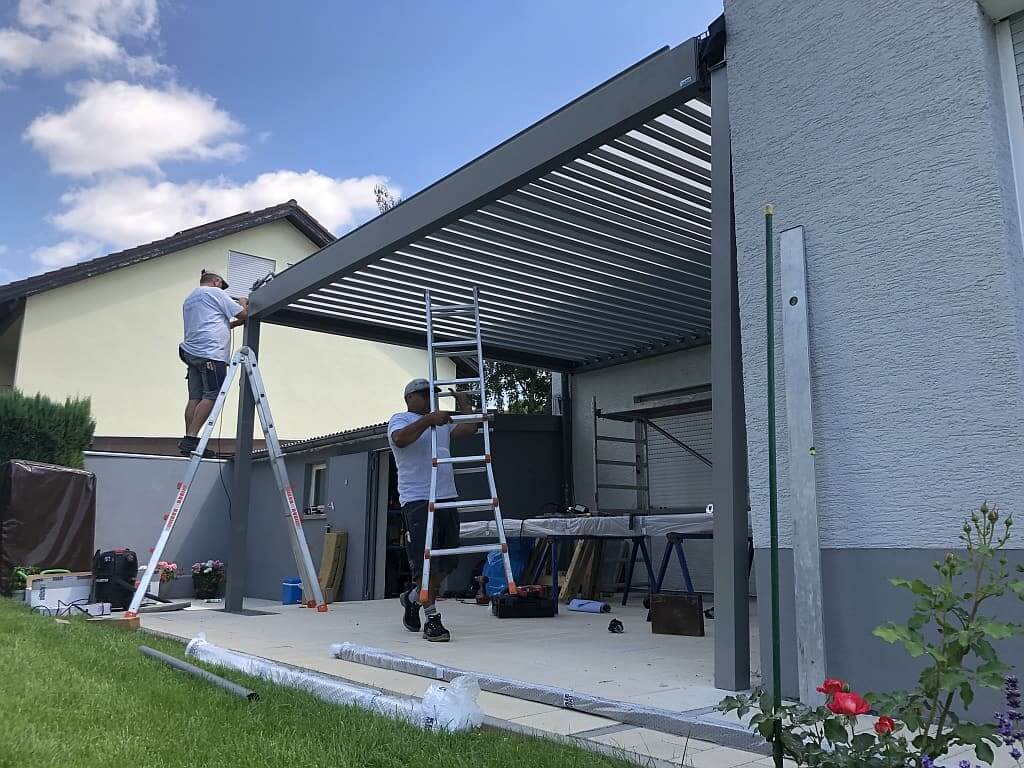 Das Lamellendach in Heilbron bei der Endmontage