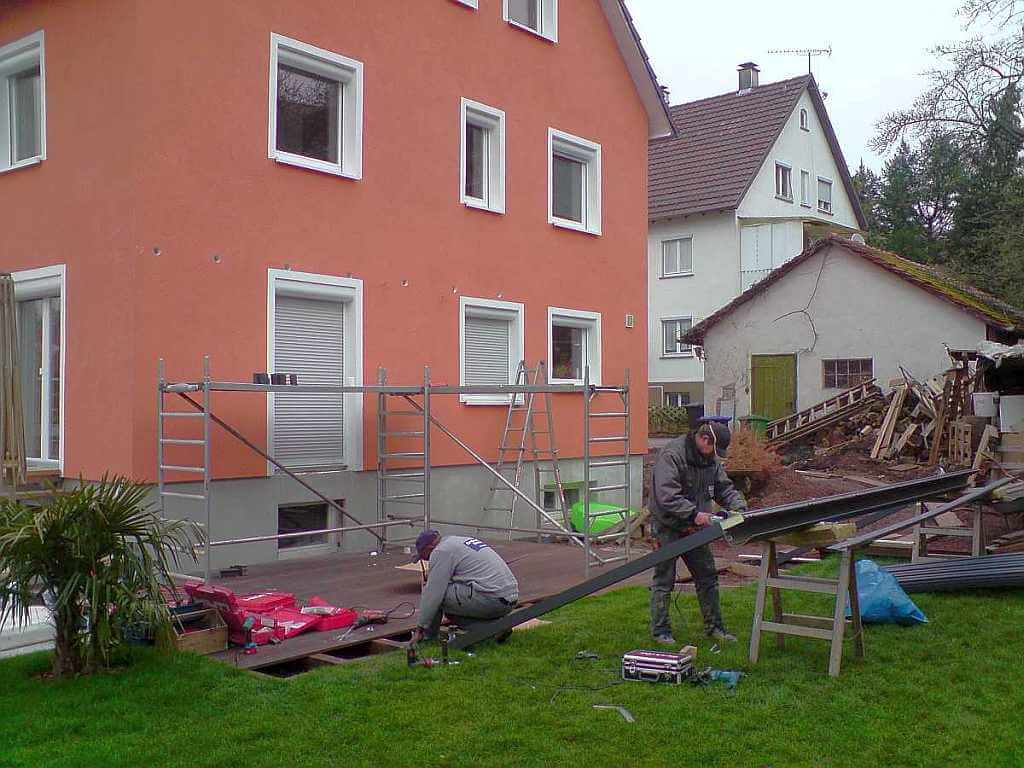 Vorbereitung an der Traufe