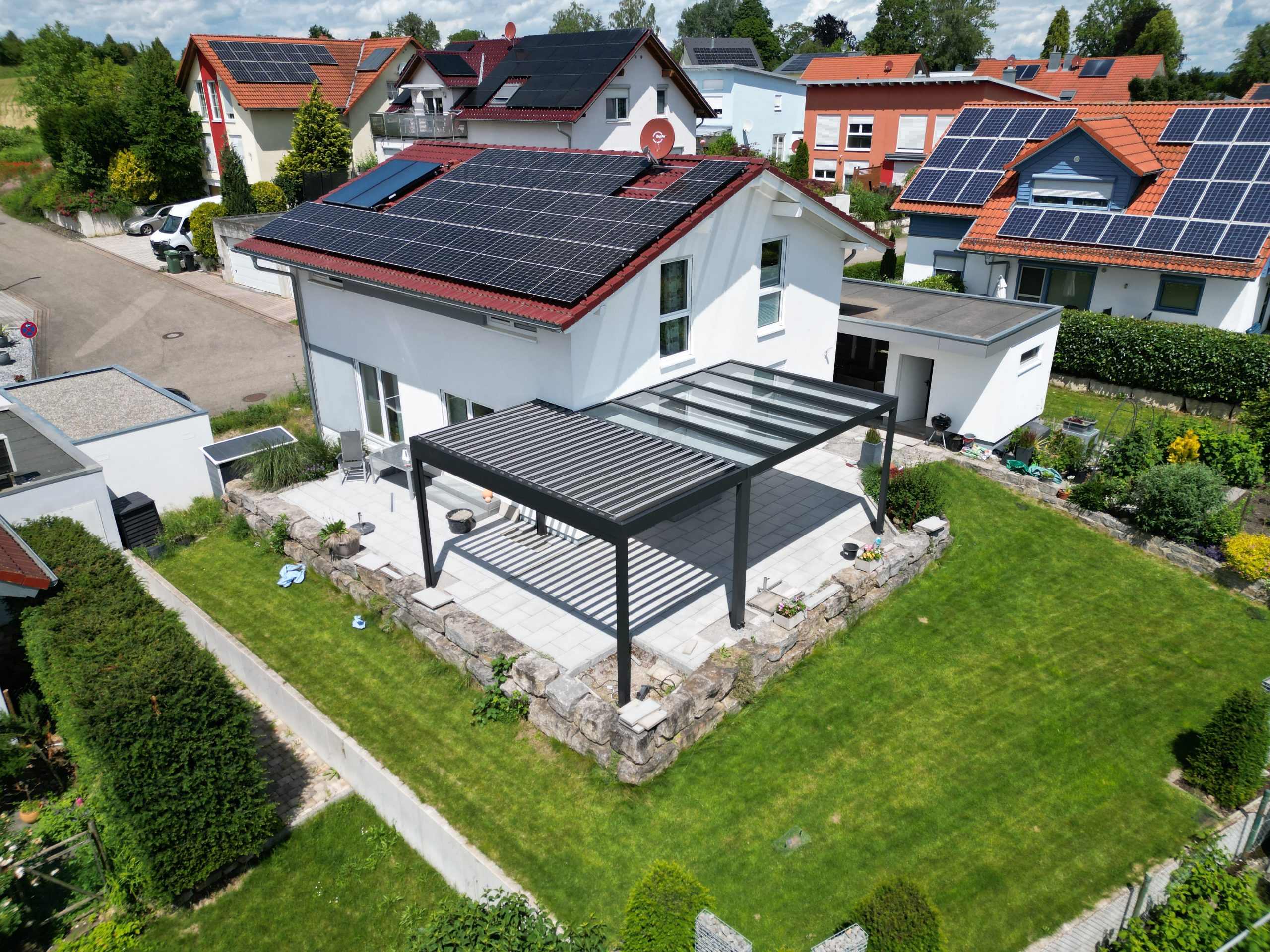 Lamellendach und Glasdach