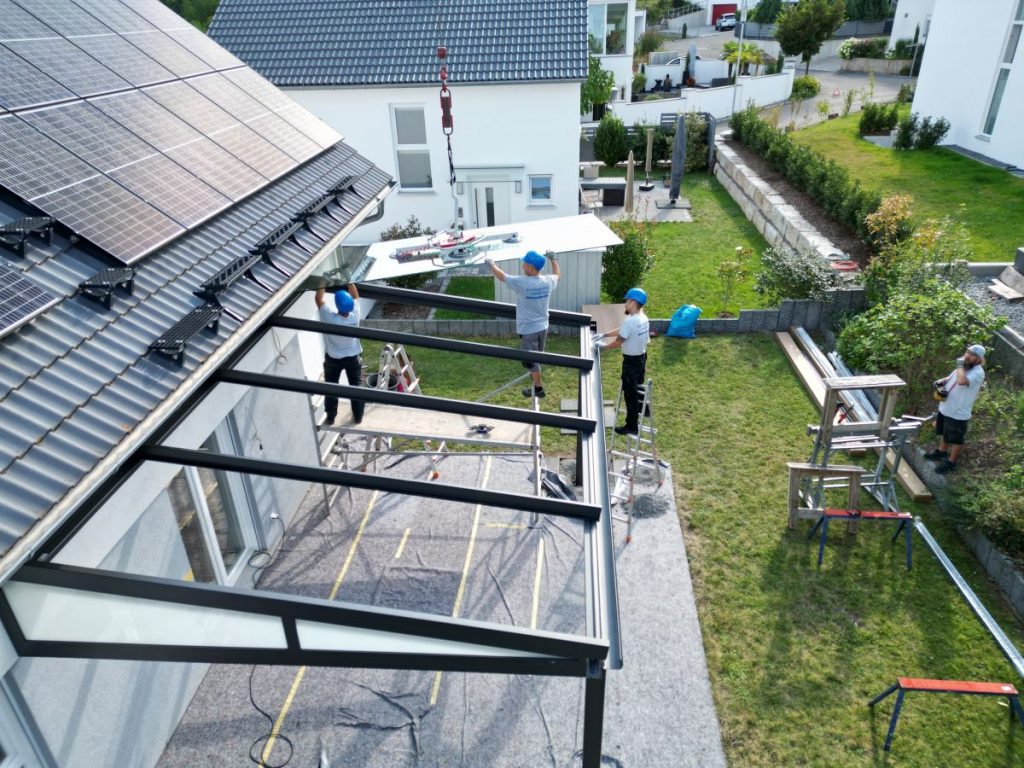 Terrassendach 5,6 x 4 Meter Montage 2